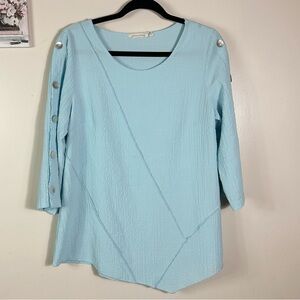 Soft Surroundings Sky Blue Blouse with Button Details